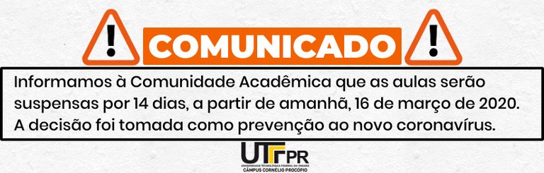 Comunicado Suspensão de aulas