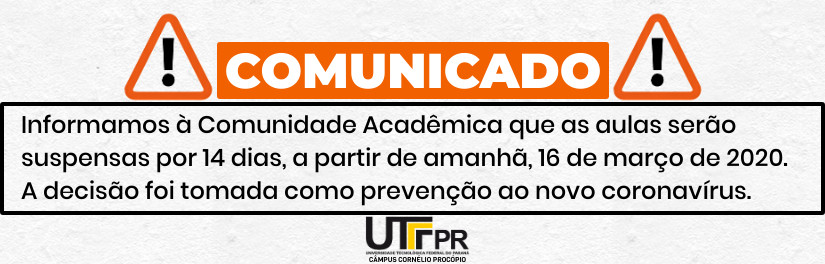 Comunicado Suspensão de aulas