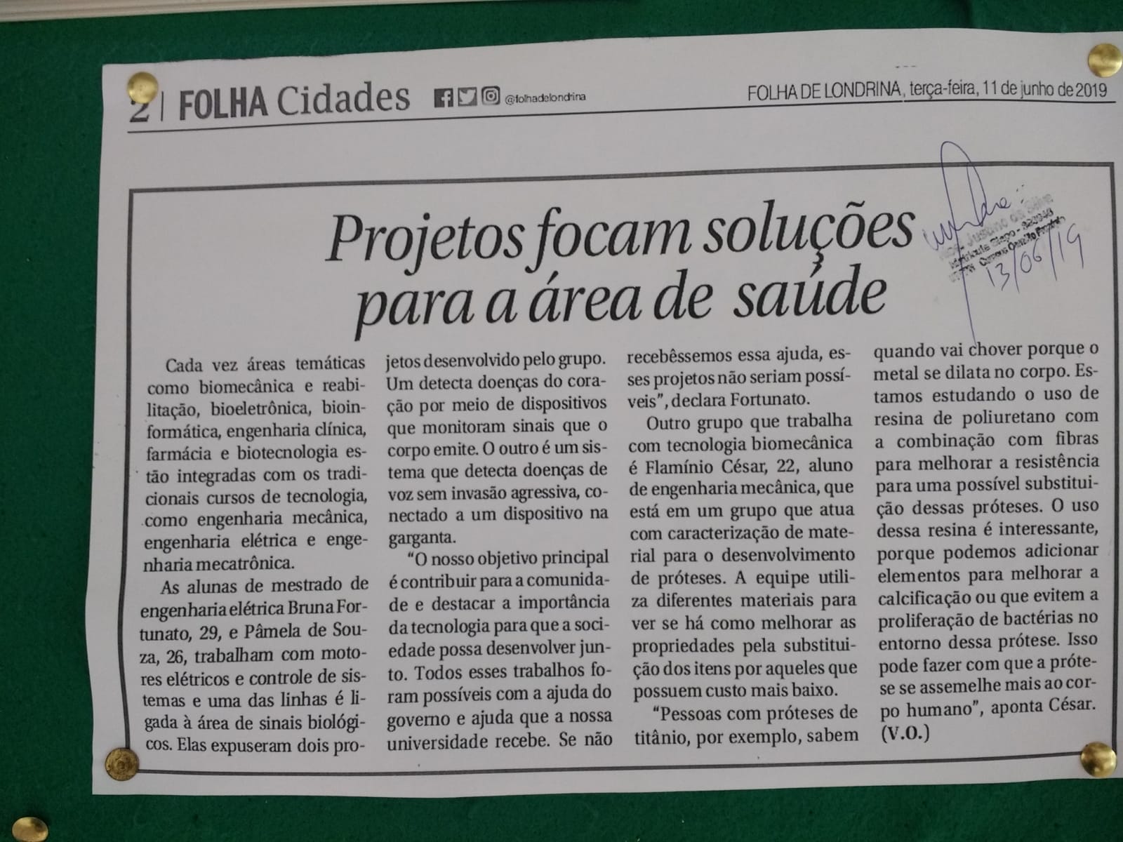 Reportagem Folha de Londrina