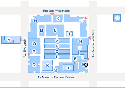 mapa do Núcleo de Línguas da sede Centro