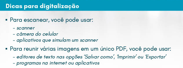 Dicas para digitalização para matrícula da 1ª Chamada