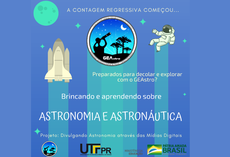 Arte de divulgação da iniciativa "Brincando e Aprendendo sobre Astronomia e Astronáutica