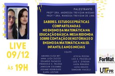 Live educacional do ForMat, a ser realizada dia 09 de dezembro.