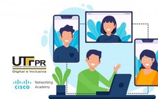 Imagem identidade visual - parceria UTFPR e NetAcad - Divulgação Cursos de TI