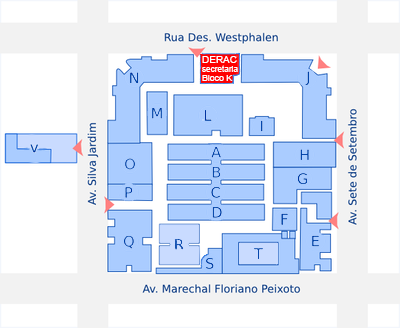 Mapa para localização do DERAC-CT na Sede Centro